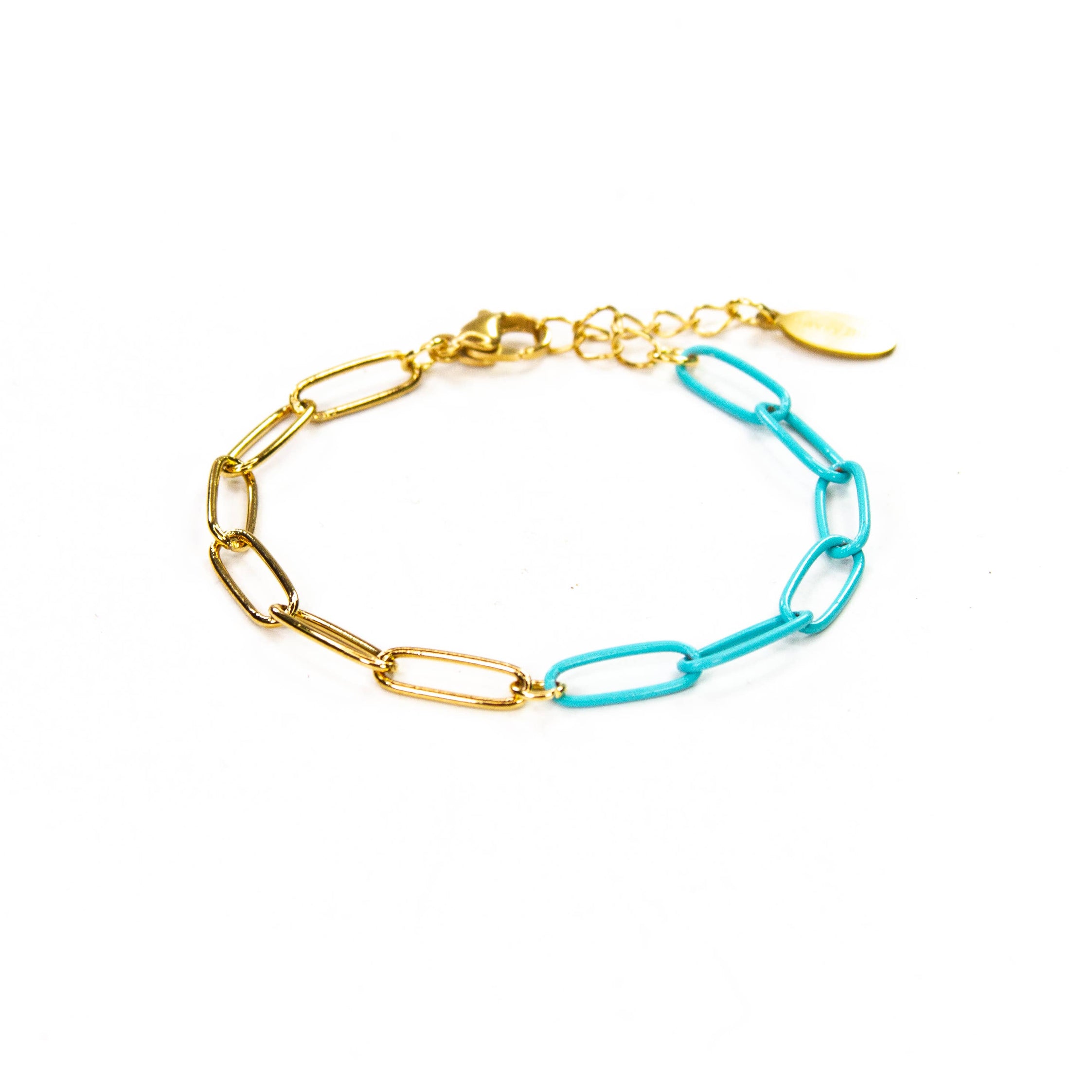 Enamel 16+ Colors paperclip & Gold chain link bracelet