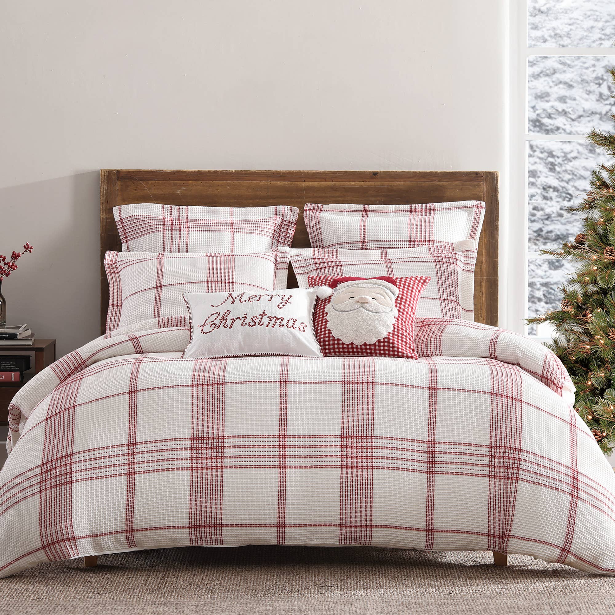 Pillow: Peppermint Plaid Merry Christmas Throw Pillow