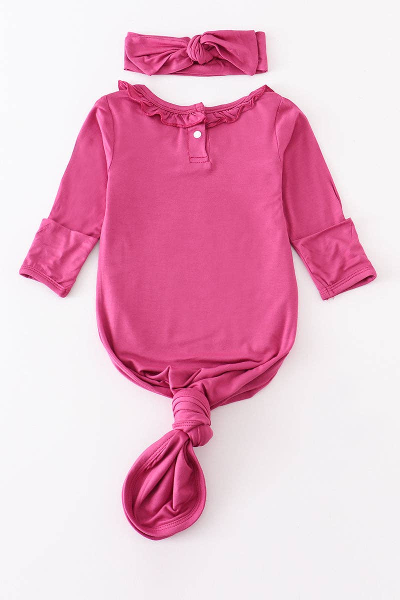 Baby Ruffle Gown: Rose (2 PC Bamboo Set)