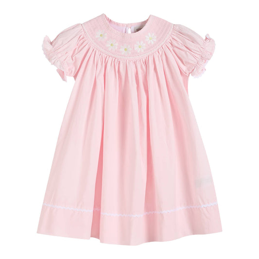Dress: Light Pink Daisy Smocked Bishop Dress