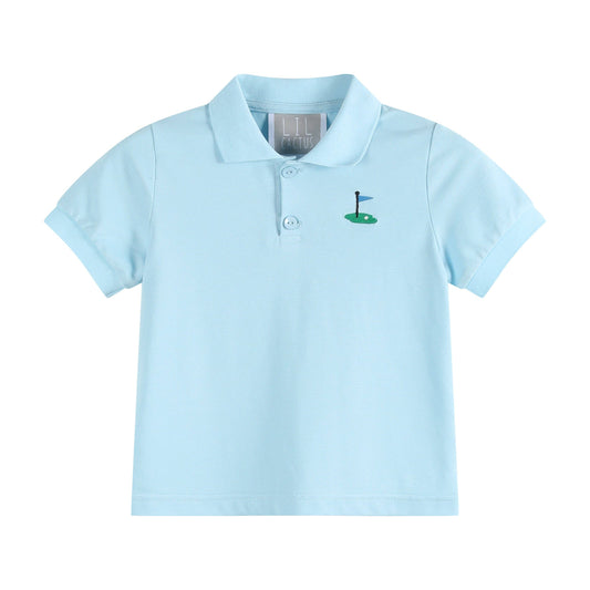 Polo Shirt: Light Blue Golf Hole