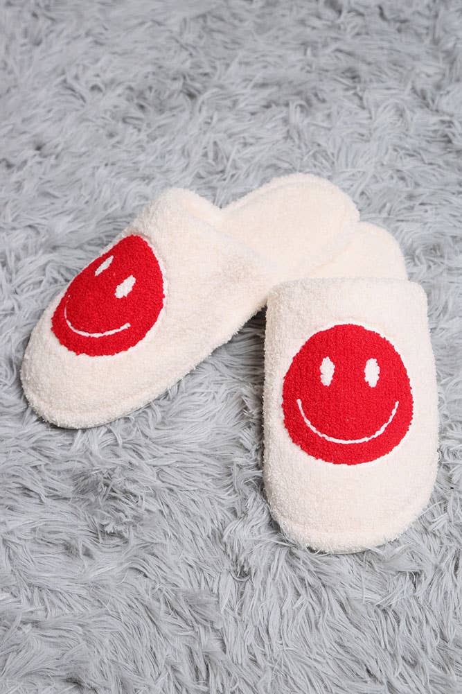 Comfy Happy Face Fuzzy Slipper: Lavender (Size 8-10 Womens)