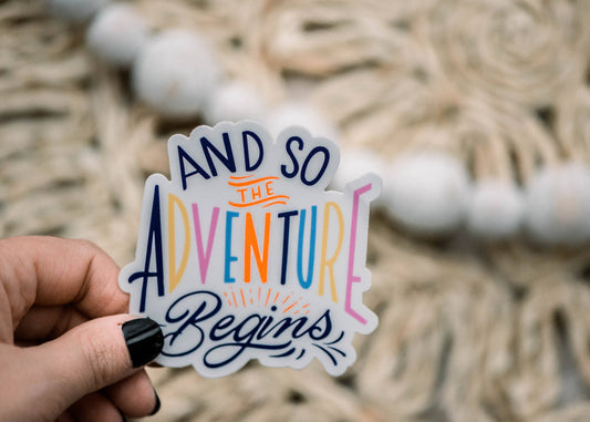 Sticker: Adventure Awaits Colorful Vinyl Sticker, 3x3 in