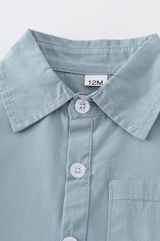 Boy Collared Shirt: Ocean Blue