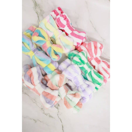 Hair Accessories: Stripe Bow Beauty Spa Headband