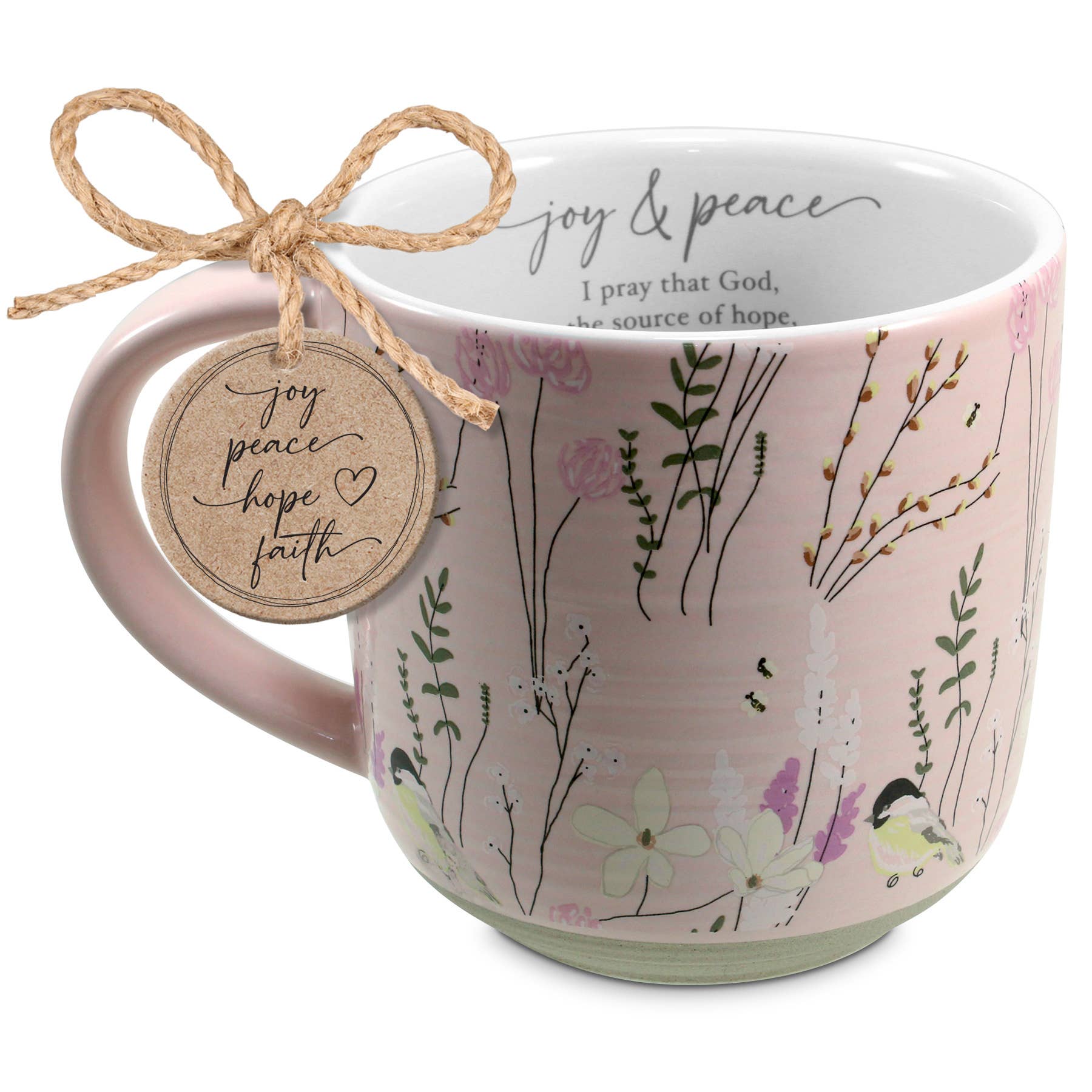 Mug: Joy & Peace Coffee Mug - Spring Garden (Left-Handed) 18 Oz