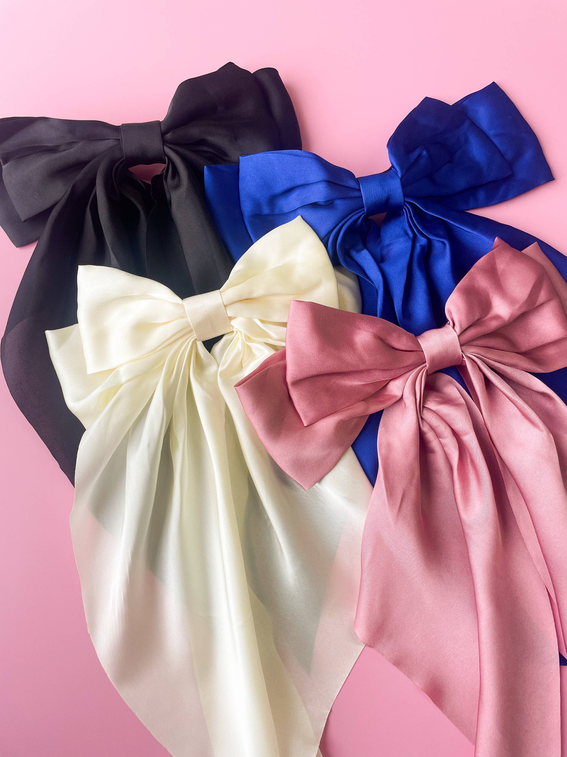 Bow: Silky Oversized Ribbon Hair Bow Barrette