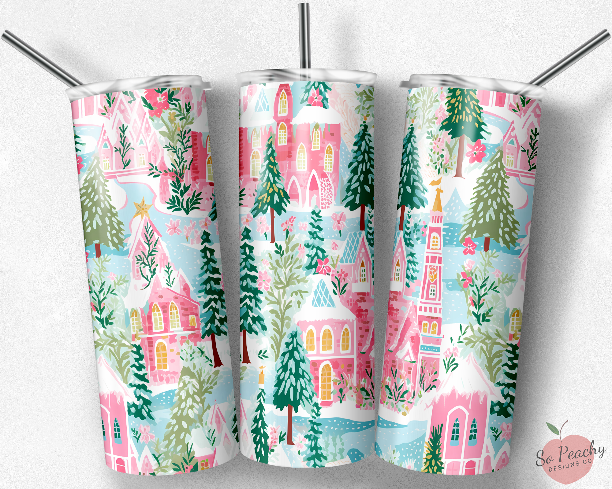 Tumbler: Holiday, Pink Christmas