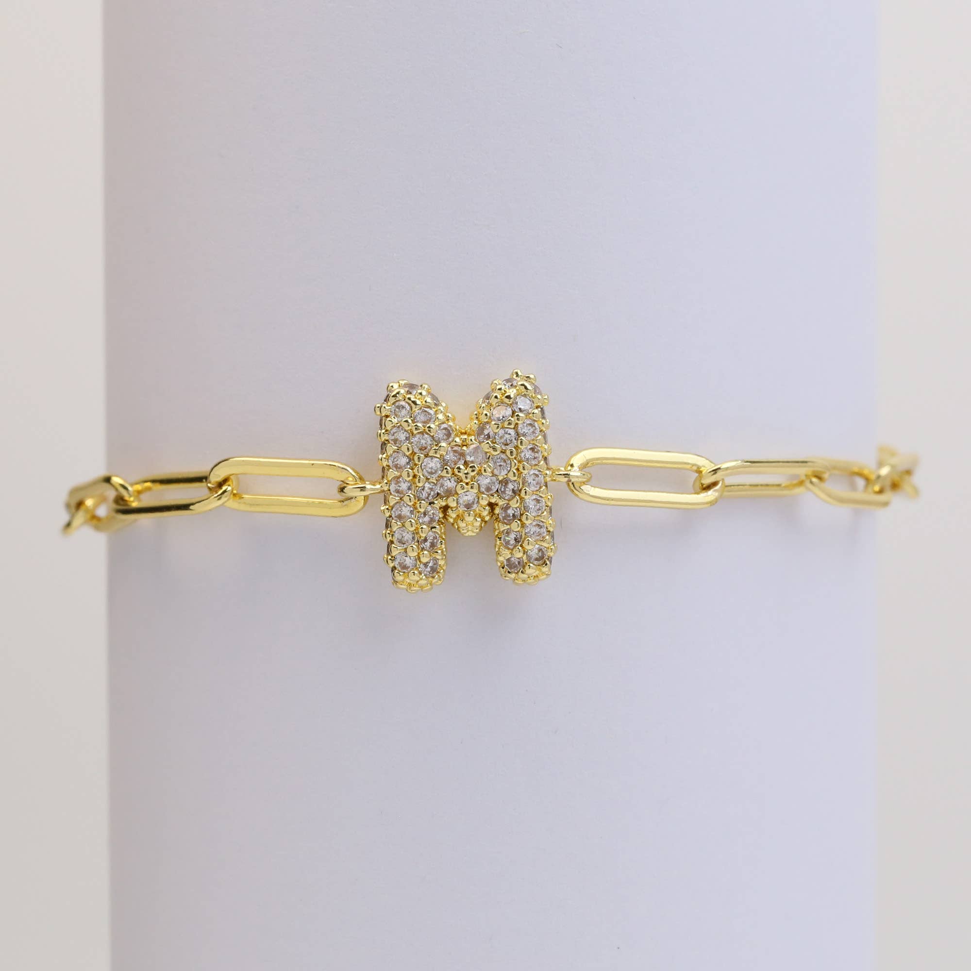 Bracelet: CZ Initial Bubble Balloon Bracelet (Gold Filled)