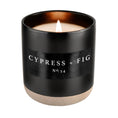 Load image into Gallery viewer, Candle: Cypress and Fig Soy Candle - Black Stoneware Jar - 12 oz
