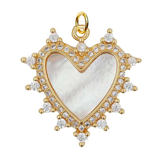 Charm: Heart Mother Of Pearl Charm For Charm Necklace