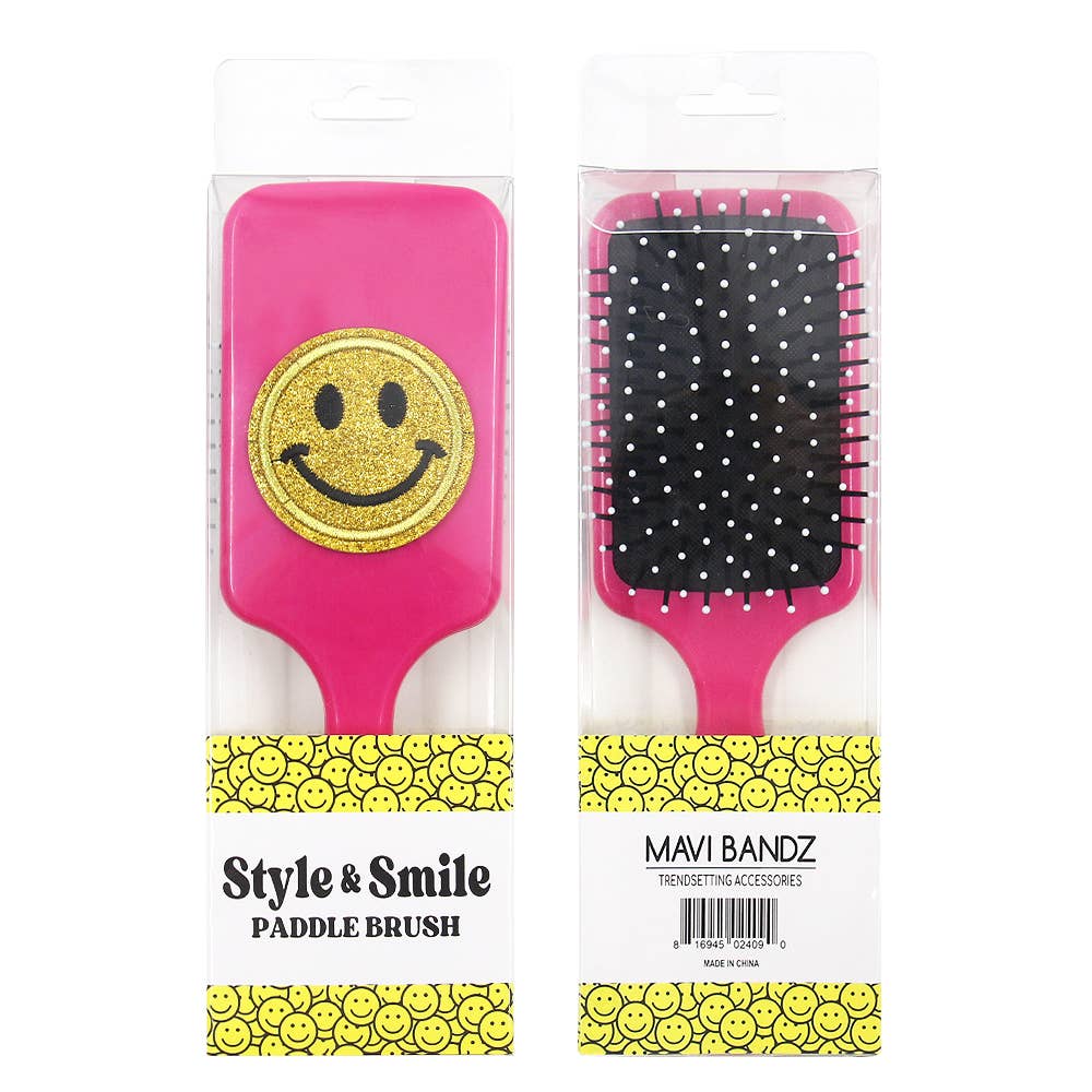 Paddle Wet/Dry Hair Brush: Glitter Smiley Face