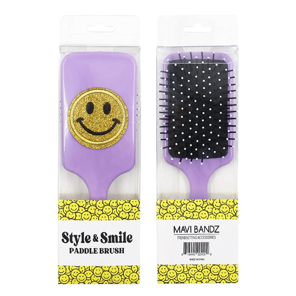 Paddle Wet/Dry Hair Brush: Glitter Smiley Face