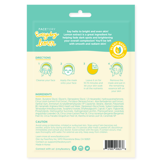 Face Mask: Everyday Brightening Sheet - Lemon
