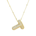 Load image into Gallery viewer, Necklace: Initial CZ Balloon Bubble 18K Gold Necklace
