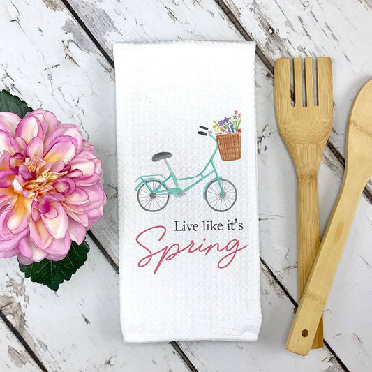 Tea Towel: Floral Kitchen Towel, Welcome Spring