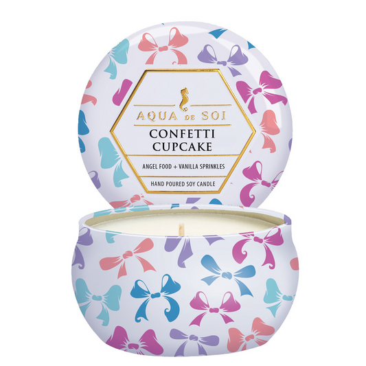 Candle: Confetti Cupcake & Bows 4oz Limited Edition Tin Candles