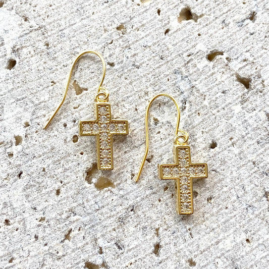 Earrings: Cross with Micro pave