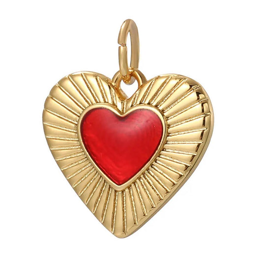 Charm: Red Heart Scalloped Charm For Charm Bar & Charm Necklace