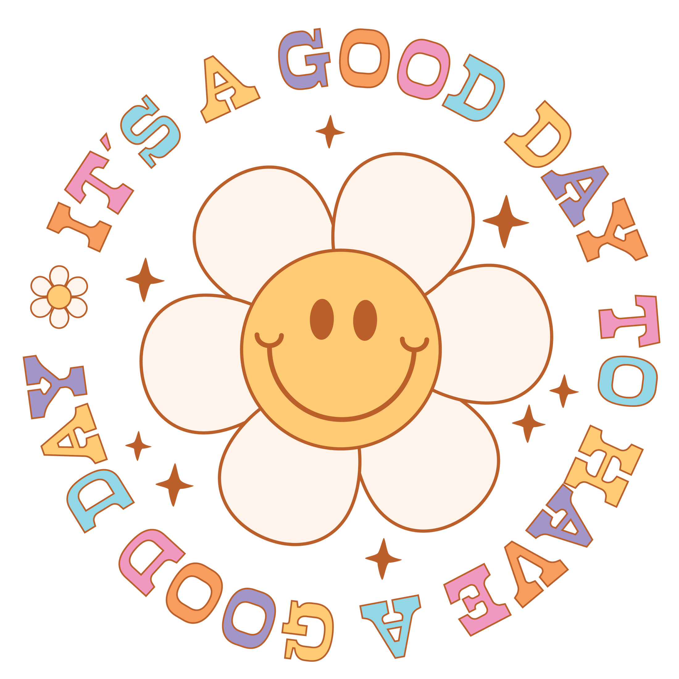 Sticker: Retro Smiley Face Its A Good Day Vinyl, Sticker, 3x3 in