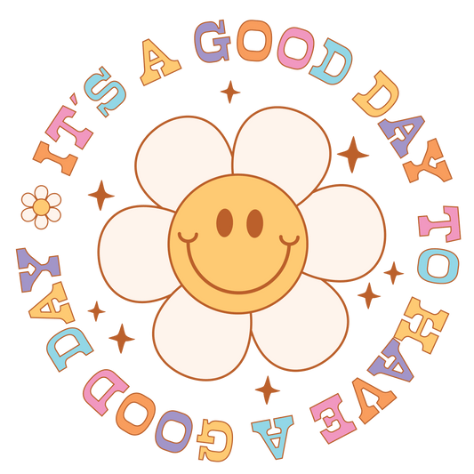 Sticker: Retro Smiley Face Its A Good Day Vinyl, Sticker, 3x3 in