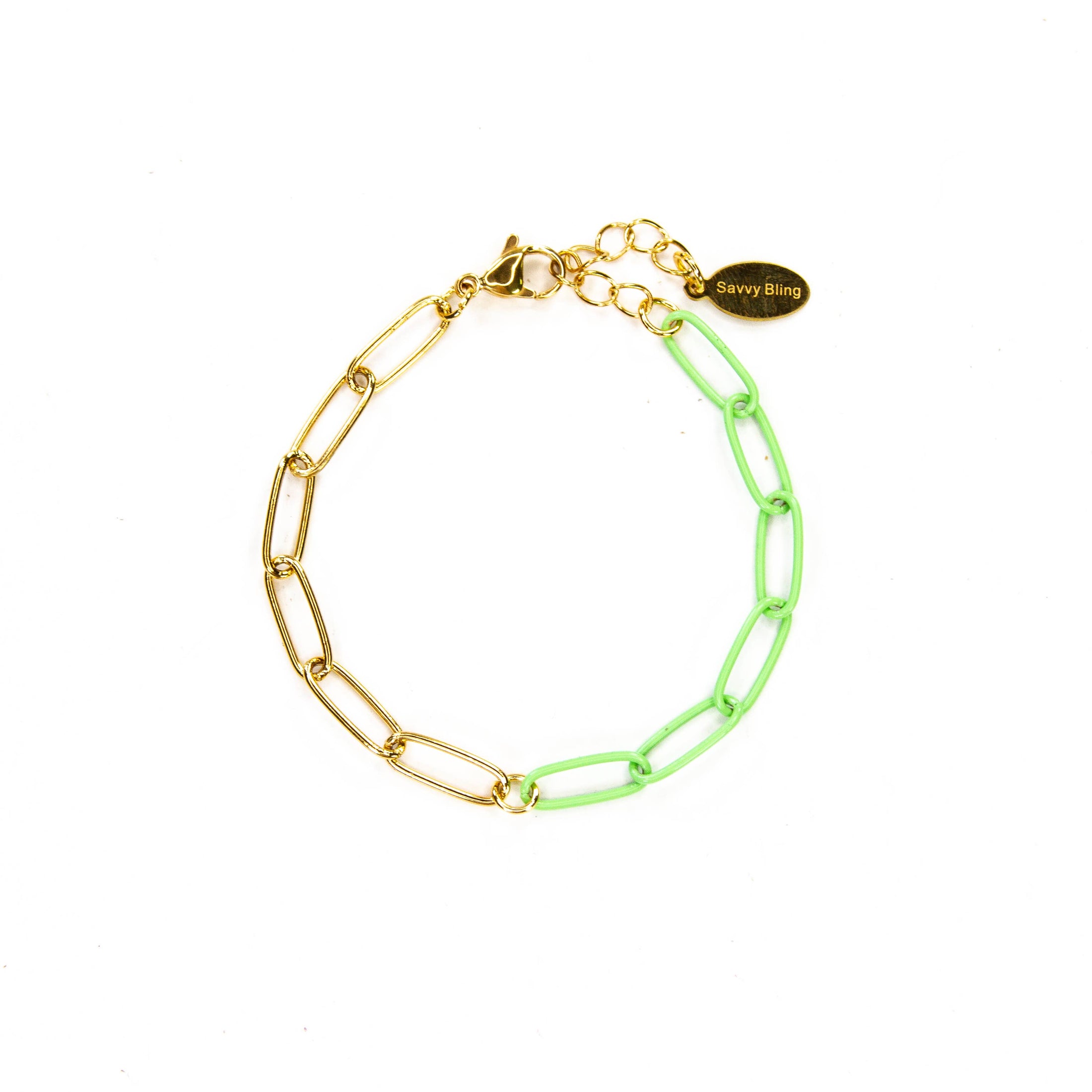 Enamel 16+ Colors paperclip & Gold chain link bracelet