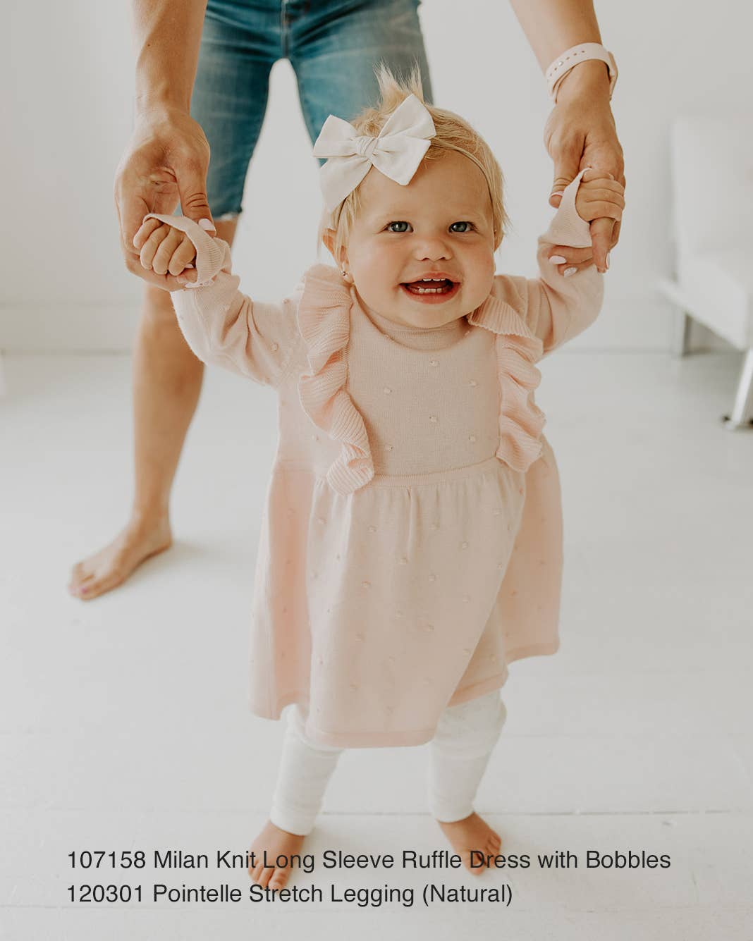 Milan Ruffle Knit Dress (Organic Cotton): Blush 12-18 months Milan Ruffle Knit Dress (Organic Cotton): Blush 12-18 months