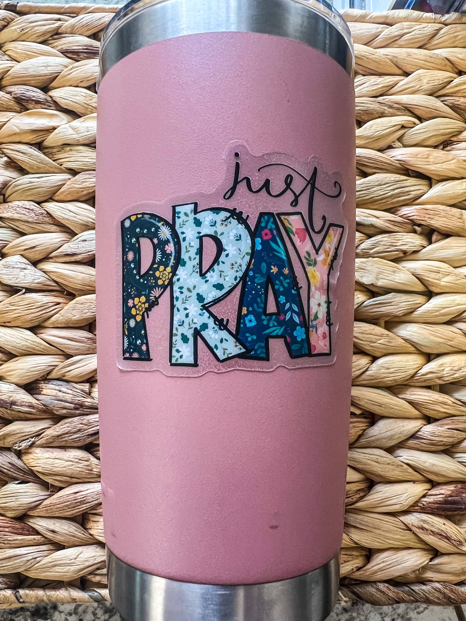 Sticker: Just Pray Christian, Clear Vinyl , Sticker, 3 in.