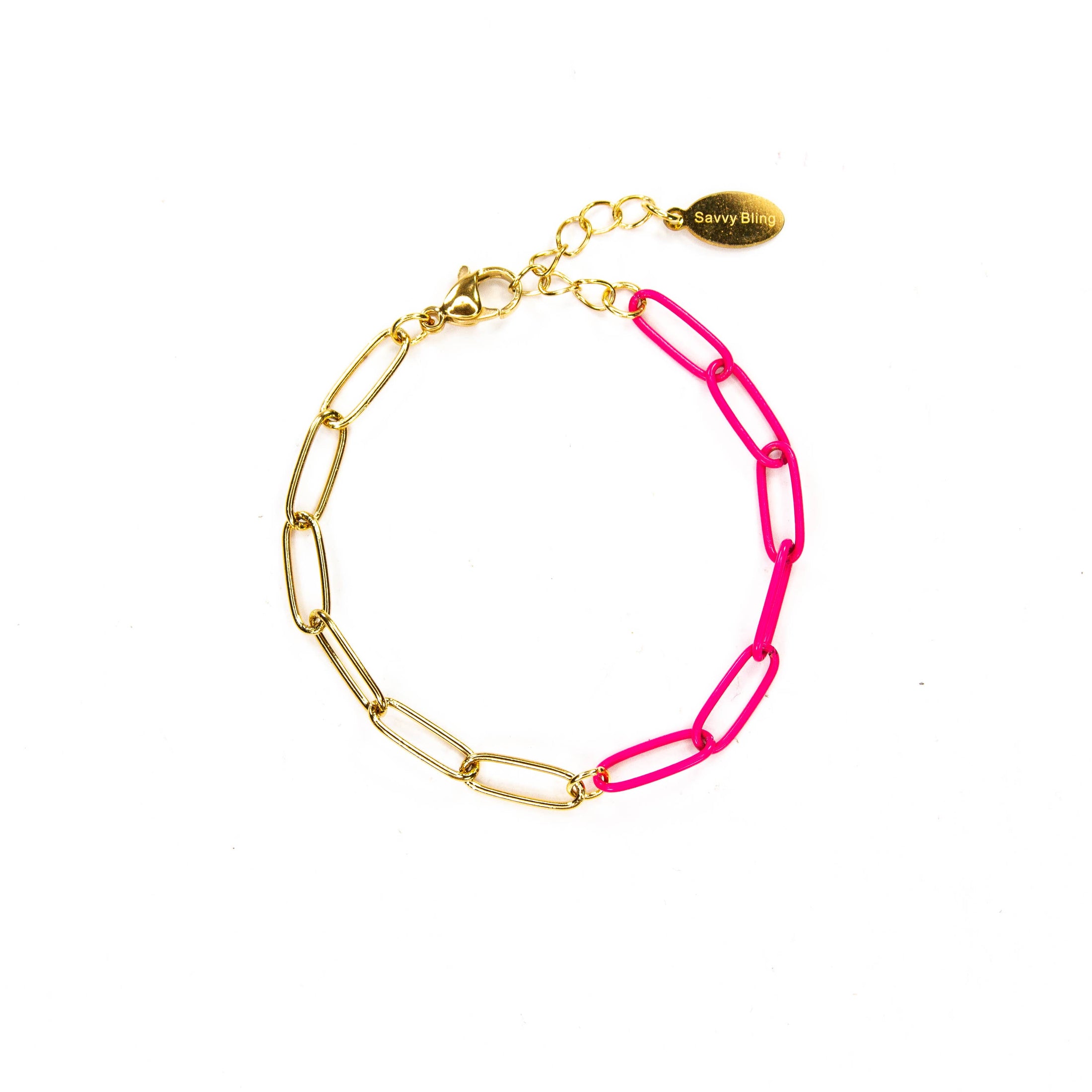 Enamel 16+ Colors paperclip & Gold chain link bracelet