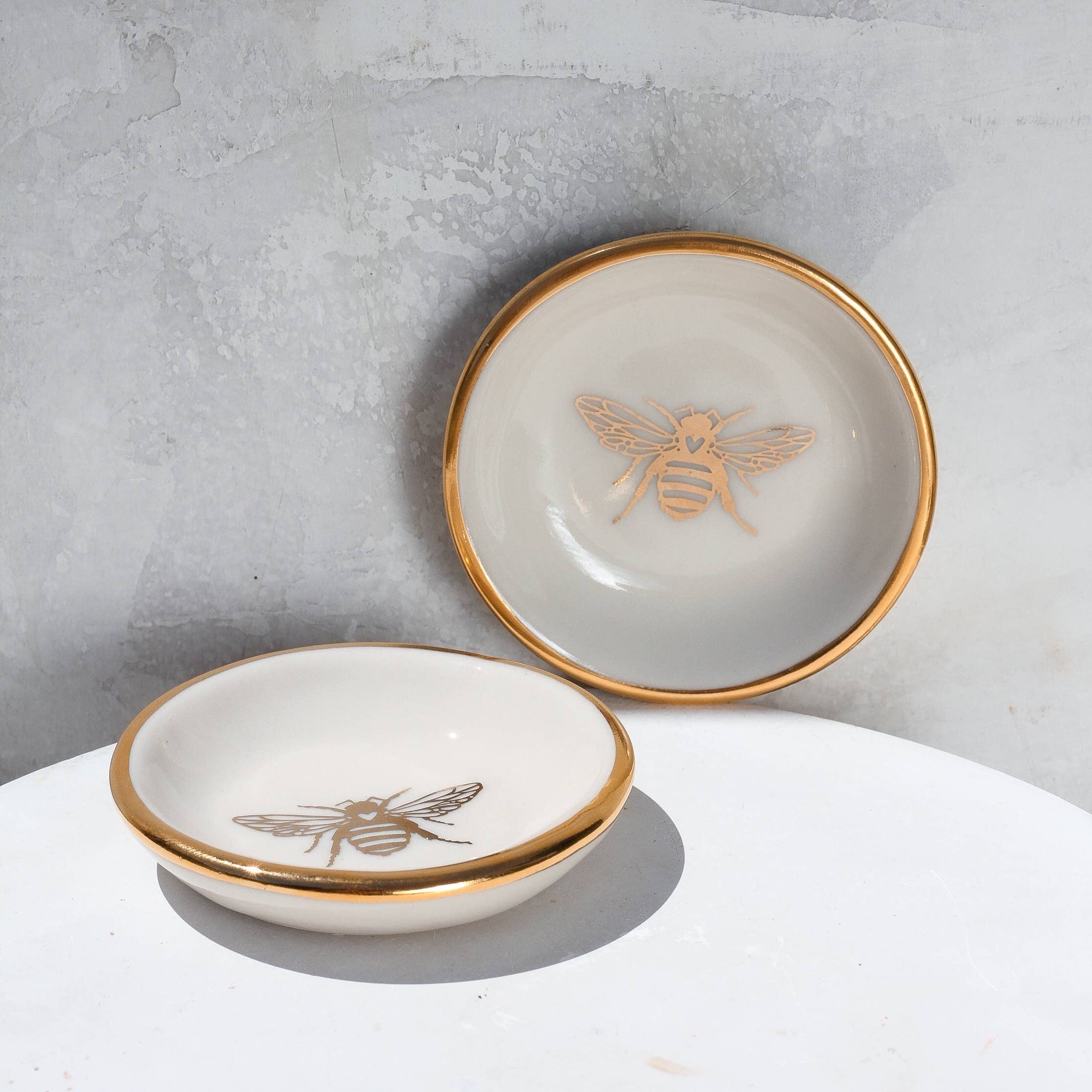 Trinket Tray: Gold Bee Ring Dish | Handmade Pottery