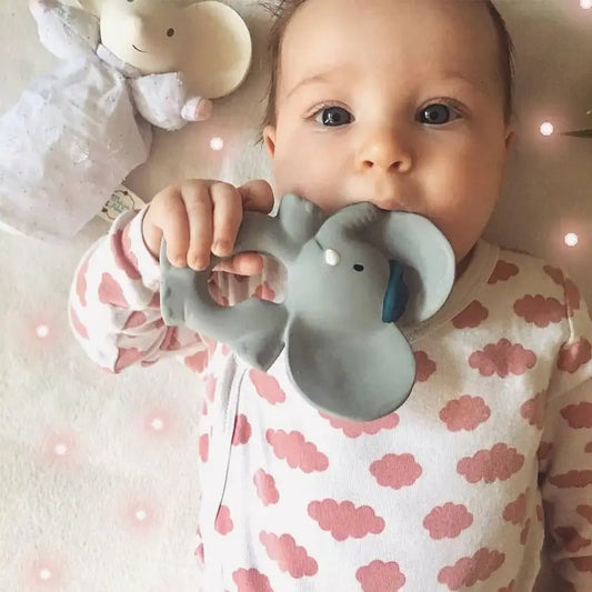 Natural Organic Teether, Rattle & Bath Toy: Alvin the Elephant