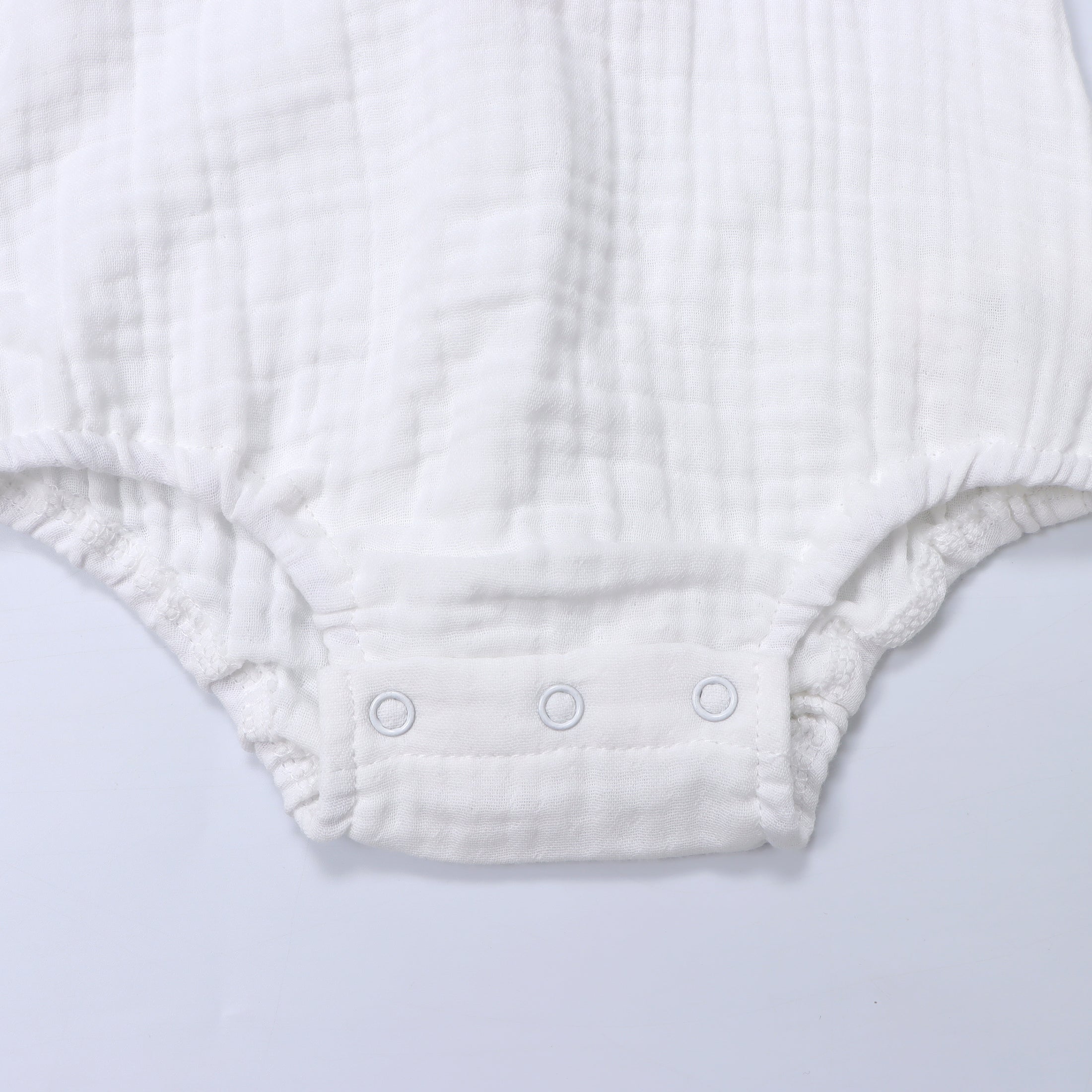 HeyPeacock Baby Romper, 100% Muslin Cotton, Boy (White)