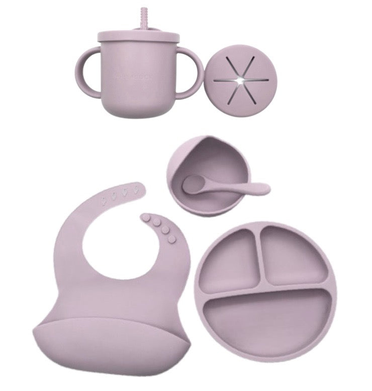 HeyPeacock Baby and Toddler Feeding Sets, Food-Grade Silicone (Pink)