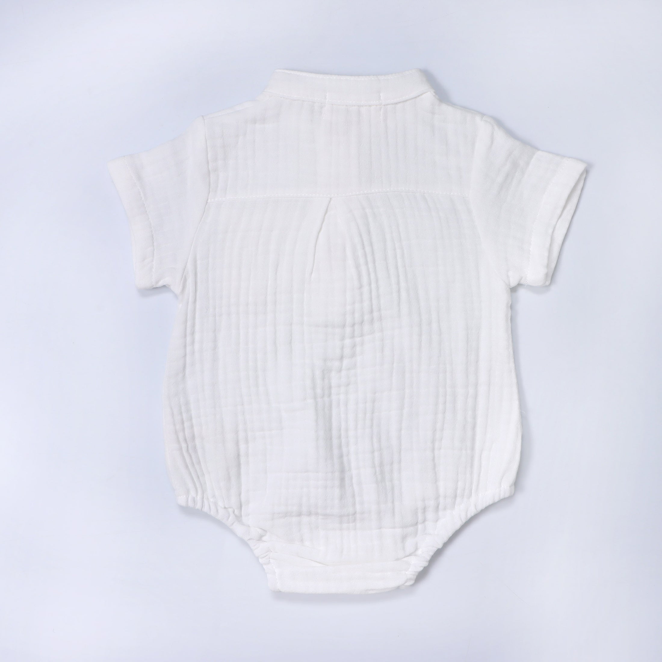 HeyPeacock Baby Romper, 100% Muslin Cotton, Boy (White)