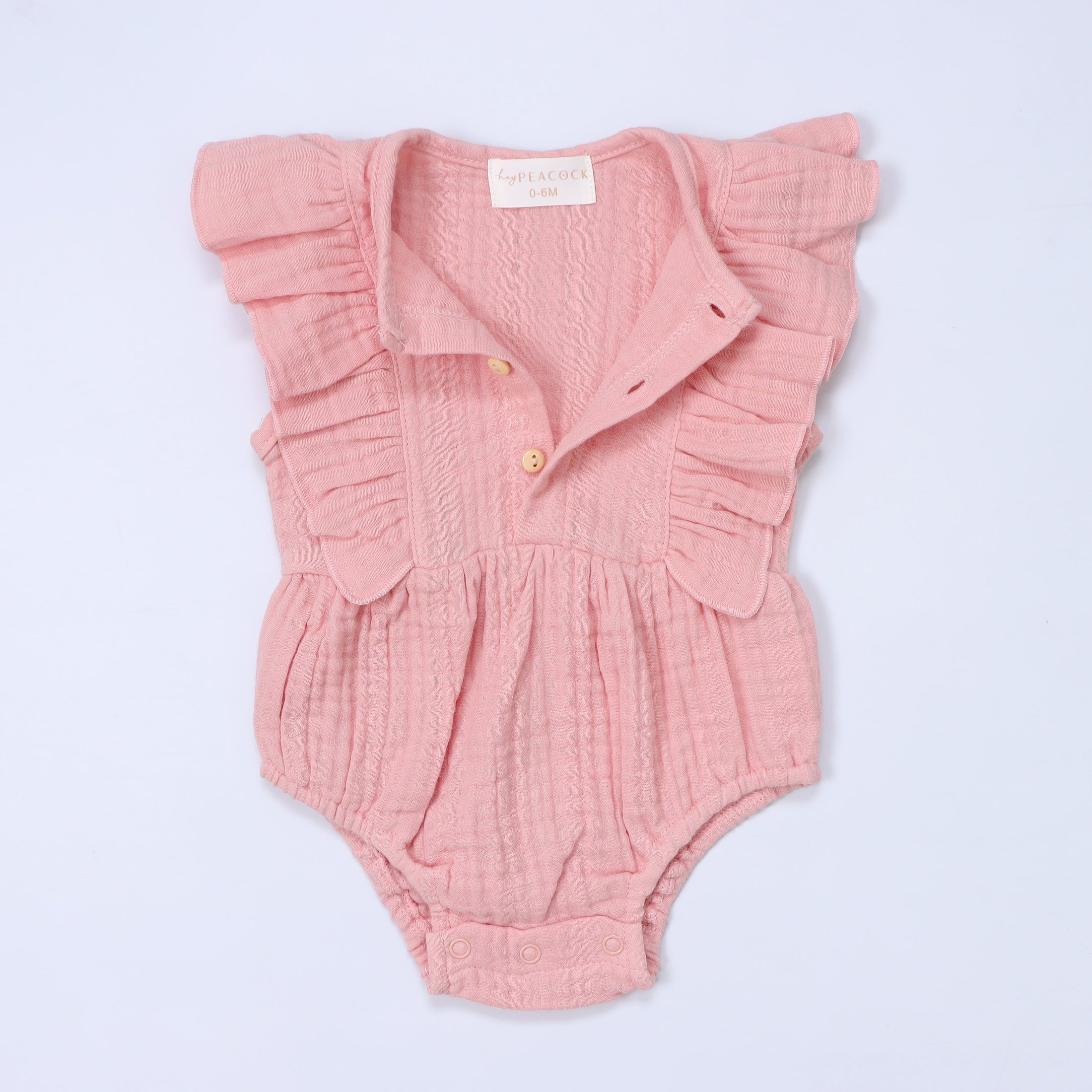 Baby Ruffle Romper (100% Muslin Cotton) Pink