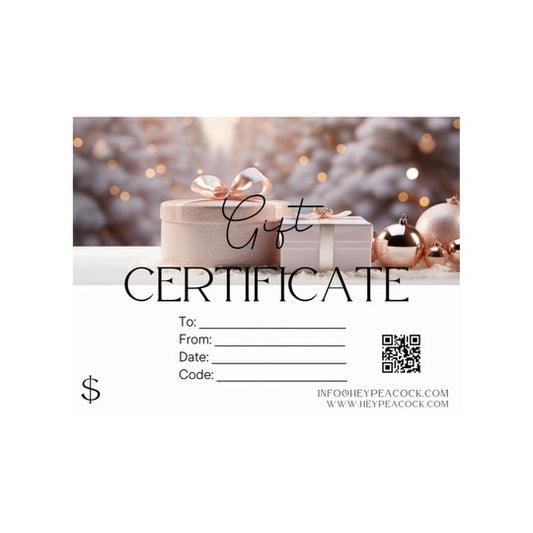 HeyPeacock Holiday Gift Certificate