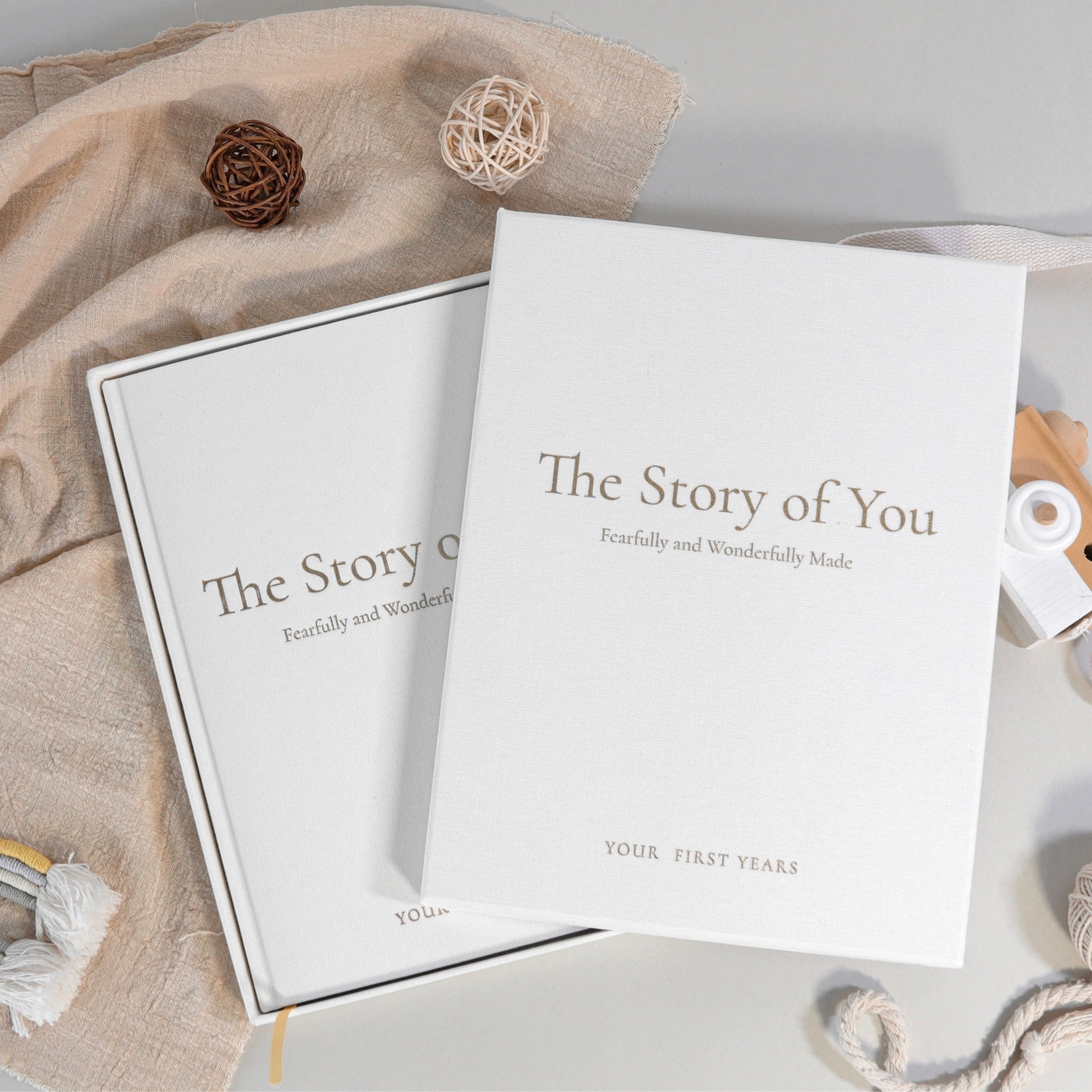 The Story of You: Fearfully and Wonderfully Made (Forest Friends) - Linen Baby Keepsake Book with Storage Box