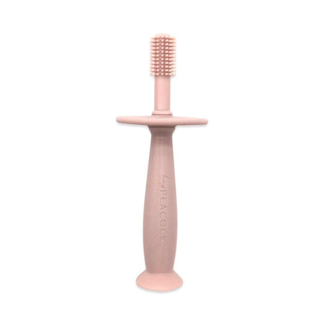 HeyPeacock Baby 360 Degrees Toothbrush with Choke Protection and Suction Base (PINK)