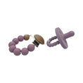 Load image into Gallery viewer, Silicone Baby Pacifiers & Clips (Macaron Purple, Warm Gray, and Baby Blue)
