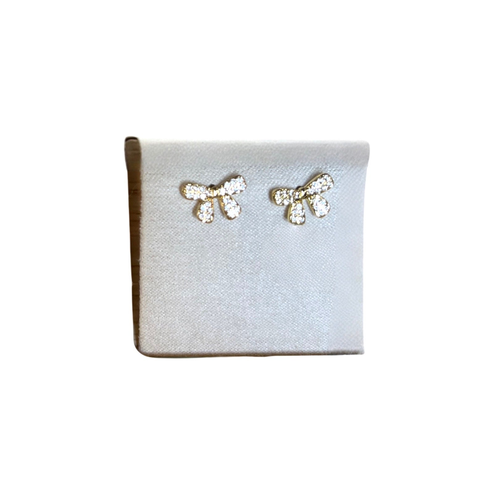 Earrings: CZ Pave Bow Earrings (Gold-Plated)