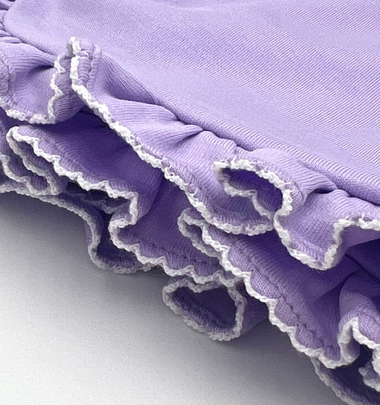 100% PIMA Cotton Ruffle Blanket: Lavender with White Picot Trim