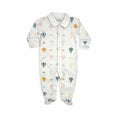 Load image into Gallery viewer, 100% PIMA Cotton Boys Collared Footie with Blue Picot Trim: Up, Up & Away
