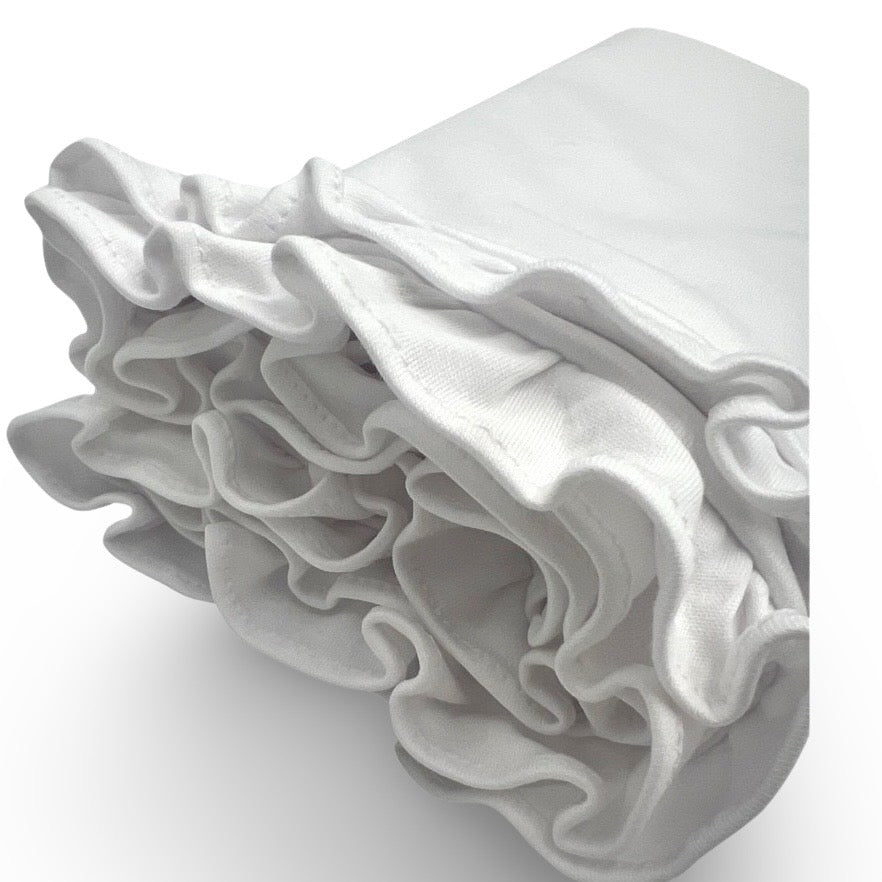 100% PIMA Cotton Ruffle Blanket: White