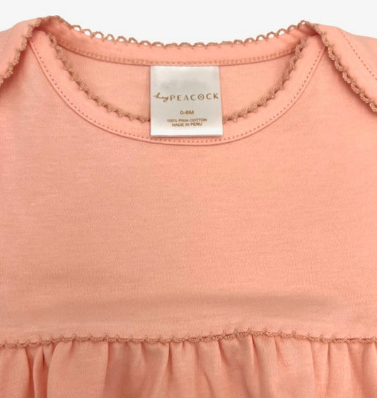 100% PIMA Cotton Newborn Pleated Gown & Hat Set: Apricot (0-6 months)