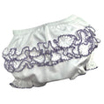 Load image into Gallery viewer, 100% PIMA Cotton Ruffle Dress and Bloomer Set with Lavender Picot Trim
