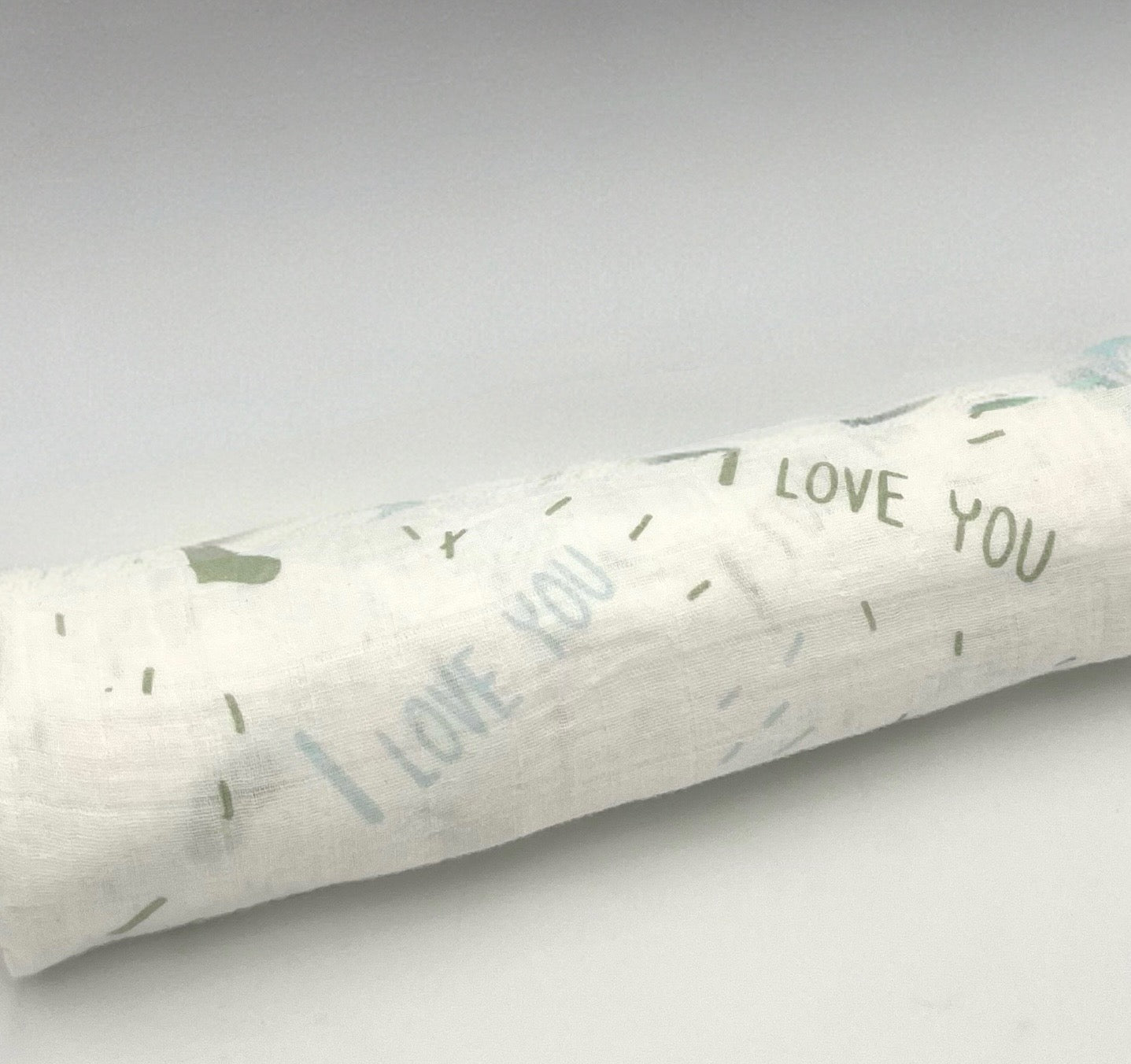 Swaddle Muslin Blanket: I LOVE YOU, Boy Newborn Gift