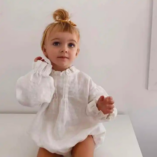 Linen Baby Girl Rompers (Long Sleeve)