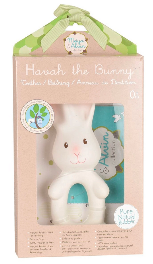 Organic Natural Teether, Rattle & Bath Toy: Havah the Bunny