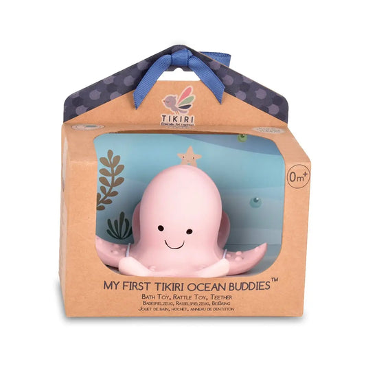 Natural Organic Teether, Rattle & Bath Toy: Octopus