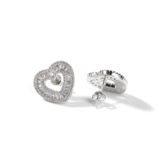 Earrings: Valentine Rouge Heart Studs - Strike a Pose (18K White Gold Plated)